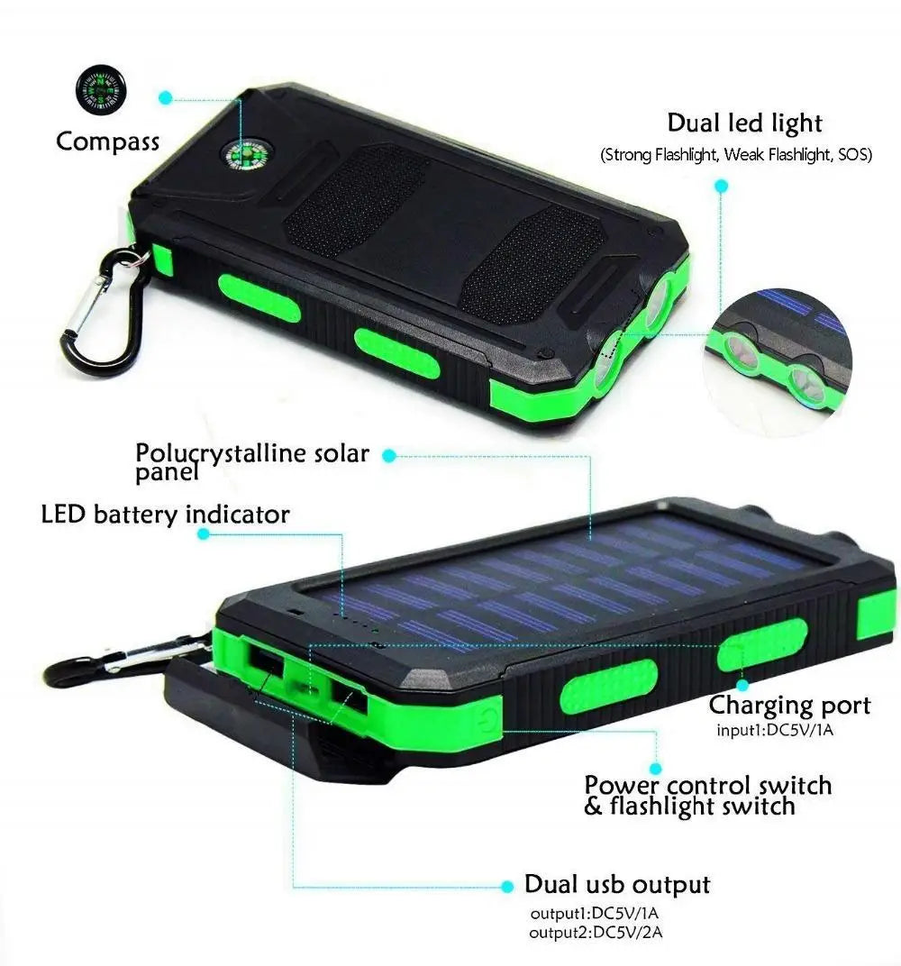 Super Powerful 20000mAh Waterproof Solar Power Bank